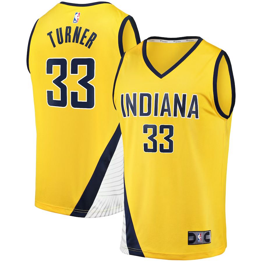 Men Indiana Pacers #33 Myles Turner Fanatics Branded Gold Fast Break Replica NBA Jersey